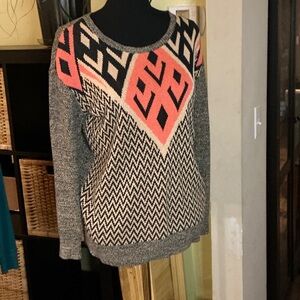 ECOTE Geometric Patterned Sweater - Pink and Black